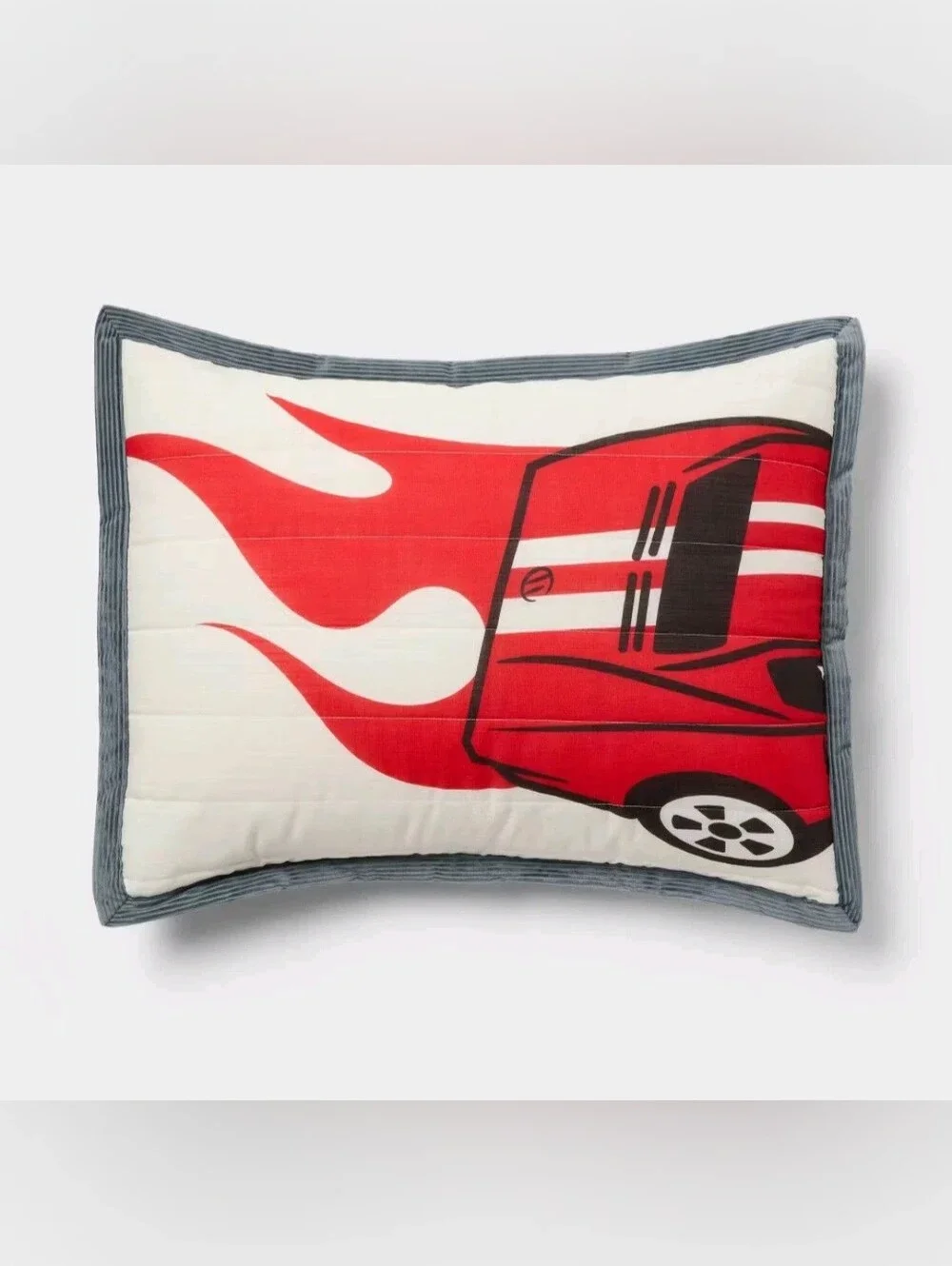 Full/Queen Hot Wheels Classic Racing Cars Kids' Quilt Set Cream by Pillowfort